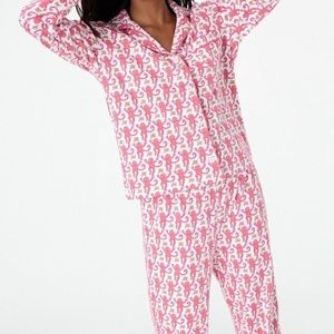 Roller Rabbit Monkey Long Polo Pajama Set in Pink
